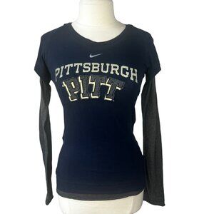 Nike Pitt Panthers Tshirt Womens Medium Blue Gray Fanwear Layered Look